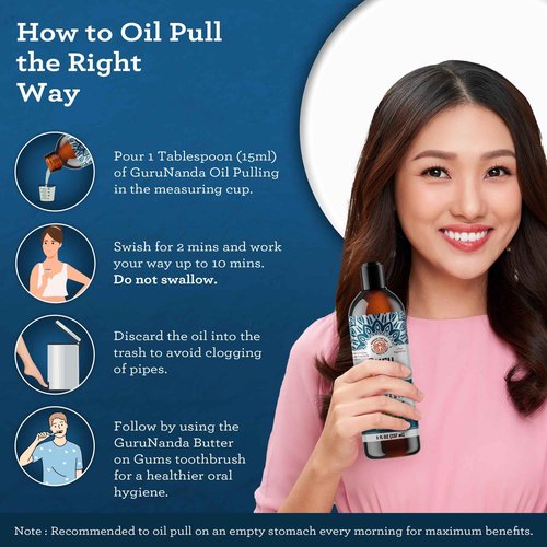 GuruNanda Advanced Oil Pulling Mouthwash for Enhanced Oral Care with Sesame & Oregano Oil, Promotes Deep Cleaning for Healthy Teeth & Gums, with Toothbrushes & Tongue Scrapers, Alcohol-Free, 3X8 Oz
