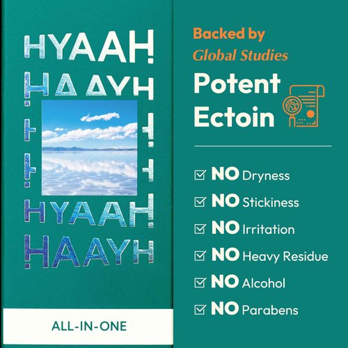 HYAAH All-in-one Ectoin Lotion - Korean Face Moisturizer with Ectoin, Squalane and Ceramide - Hydrating, Pore Care, Barrier Strengthening - Gentle on All Skin Types, 3.38 fl.oz.