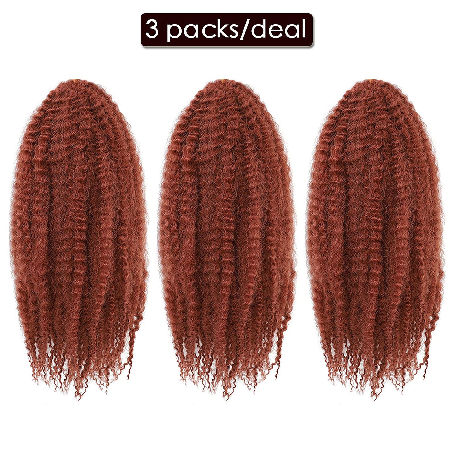 Dansama Marley Hair, 3 Packs Curly Crochet Braids for Marley Twist Braiding Hair, #350 Braids for Faux Locs Hair Synthetic Hair Extensions (24 Inch (Pack of 3), #350)