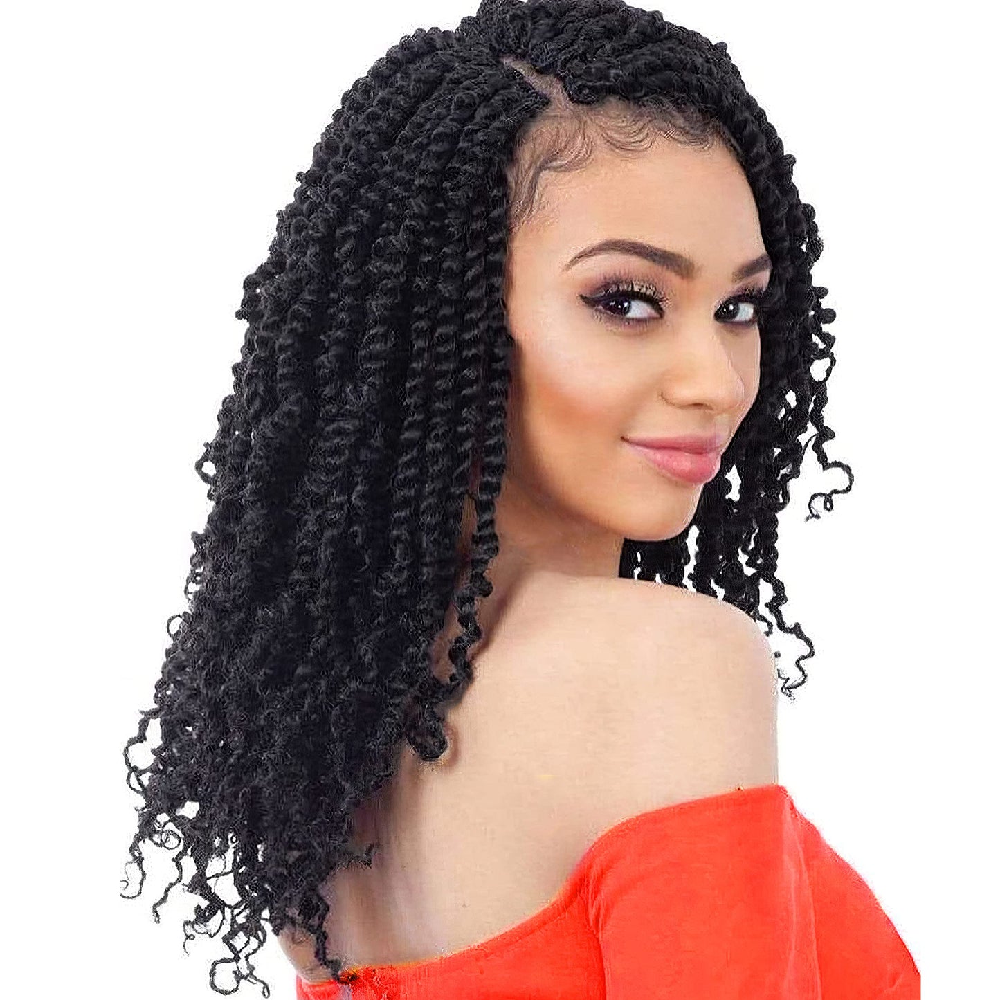 Beyond Beauty Spring Twist Crochet Hair 90strands 8 Inch Fluffy Spring Twists Braiding,Spring Twist Crochet Braids Bomb Twist Crochet Hair for Black Women (#1)