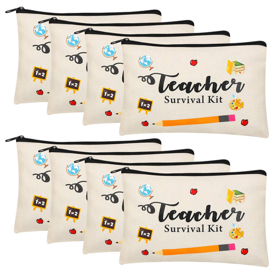 Kolewo4ever 8 Pieces Teacher Appreciation Gifts in Bulk Teacher Gift for Women Teacher Makeup Pouch Cosmetic Bag for Teacher Gifts