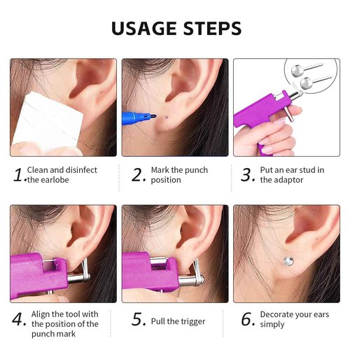 JOYTOYOU 567PCS Reusable Body Piercing Gun Tool Set Professional Ear Nose Lip Piercing Machines with Piercing Studs Retainers Earrings for Home and Salon Use Colorful