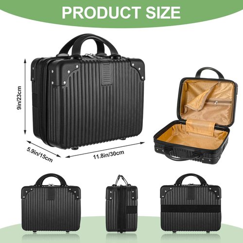 wutfuooo 14 Inch Hard Shell Makeup Case, Portable Mini Makeup Suitcase for Hand Luggage with Elastic Band, Pressure-proof Makeup Carrying Case, Lightweight Small Hard Shell Cosmetic Travel Case