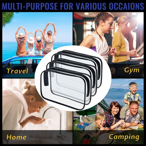 YOQIVEXU 12 Pieces Clear Makeup Bags, TSA Approved Toiletry Bag for Travel, PVC Clear Cosmetic Pouch with Zipper, Waterproof Vinyl Plastic Organizer Case for Vacation Bathroom (Medium)