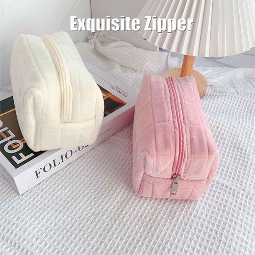 HABUAETY 2PCS Makeup Bag Small Cosmetic Pouch for Purse Women Girls Y2k Checkered Make Up Bags