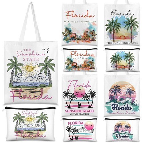 Reginary 10 Pcs Florida Souvenirs Gifts Florida Tote Bag and Cosmetic Bags for Women Travel Souvenir Gift