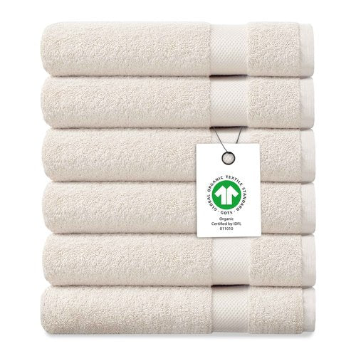 Delara Organic Cotton Luxuriously Plush Washcloths Pack of 6 | GOTS & Oeko-TEX Certified | Premium Quality Face Towels | Feather Touch Technology|650 GSM Long Staple|Soft, Quick Dry & Ultra-Absorbent