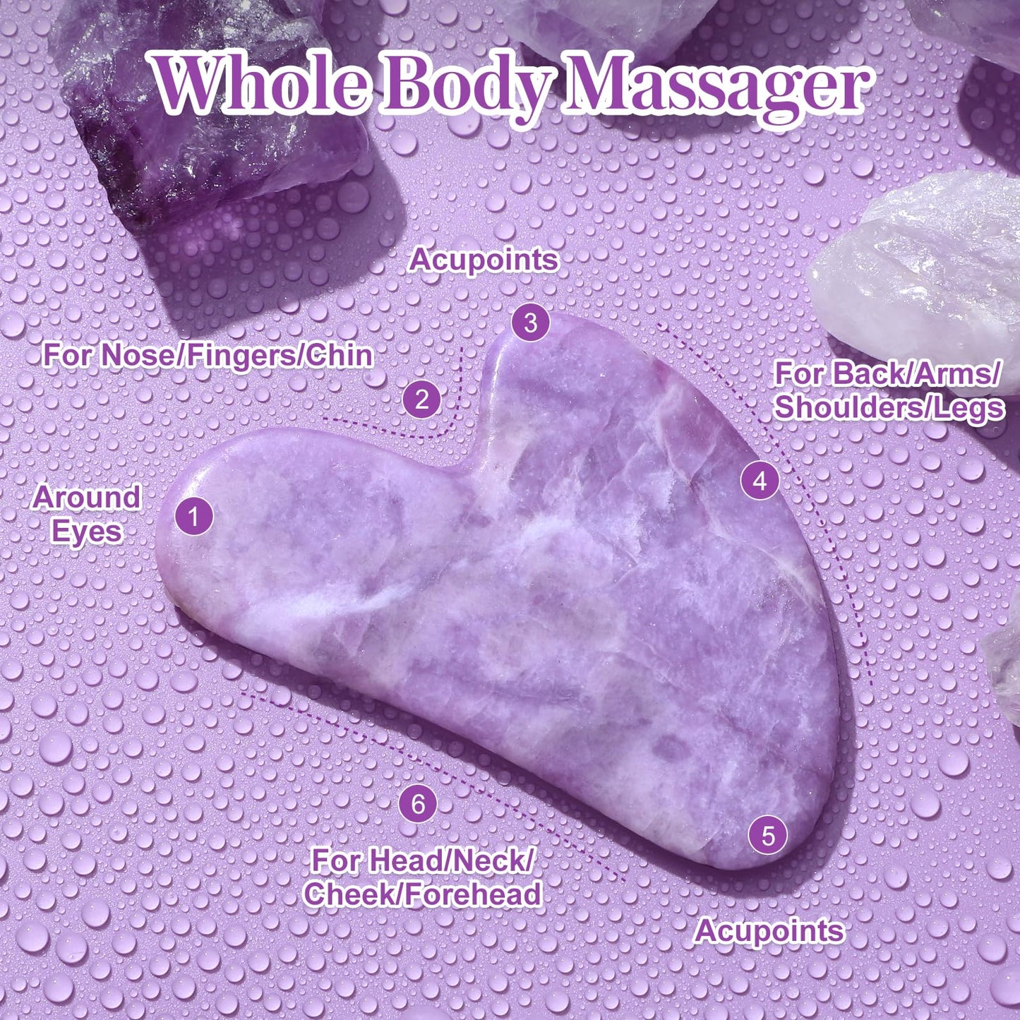 Gua Sha Facial Tools Guasha Tool Gua Sha Jade Stone for Face Skincare Facial Body Acupuncture Relieve Muscle Tensions Reduce Puffiness Festive Gifts (Light Purple)