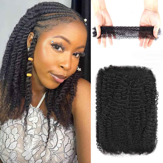 Afro Kinkys Bulk 100% Human Hair For Dreadlock Extensions Afro Kinky Curly Human Braiding Hair For Repair Crochet Dreads Loc Twist Braids (#1B, 18Inch-50Gram)