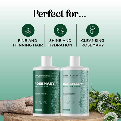 Biotin Rosemary Shampoo and Conditioner Set - Vegan Biotin Shampoo and Conditioner Set Volumizing Complex with Rosemary Essential Oil for Fine Weak & Dull Hair - Sulfate & Paraben Free (16 Fl Oz)