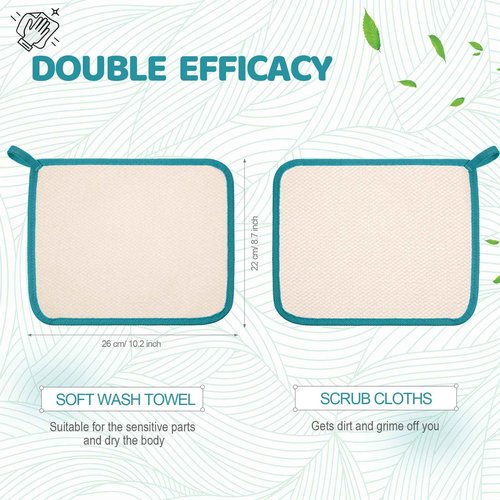 Tatuo 5 Pcs Exfoliating Face and Body Wash Cloths Towel Weave Bath Exfoliating Scrub Massage Bath Cloth for Women and Men, 10.63 x 9.05 Inch(Black Green Orange Blue Yellow Edge)