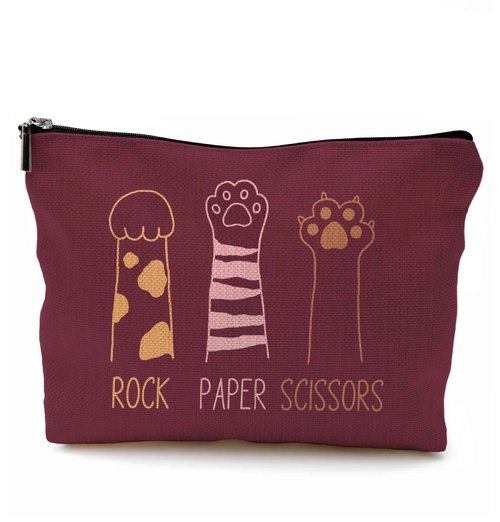 QGFM Cat Gifts for Women: Red Paw Makeup Bag With Zipper - Birthday Gifts for Cat Lovers