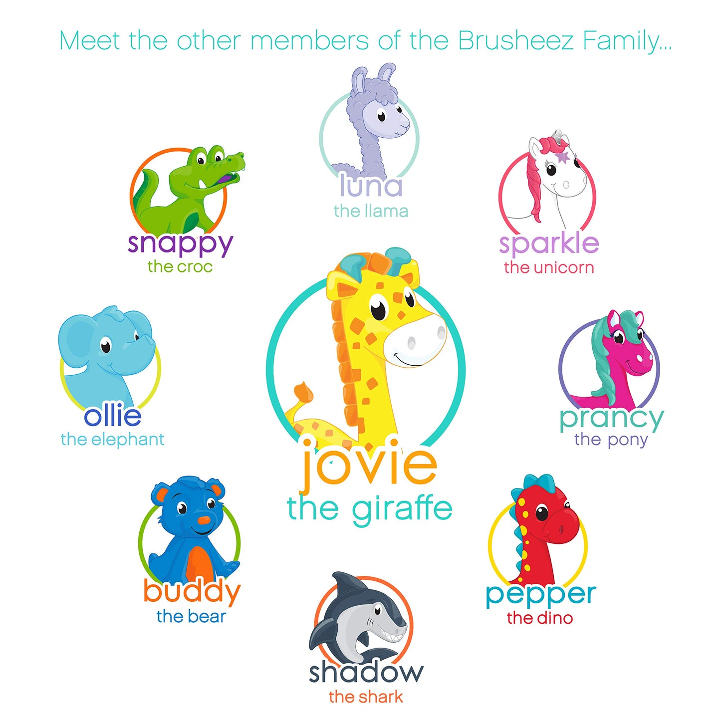 Brusheez Electronic Toothbrush Replacement Brush Heads 2 Pack (Jovie The Giraffe)