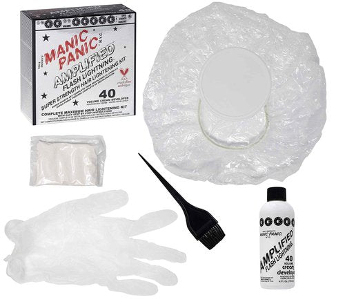 MANIC PANIC Flash Lightning Hair Bleach Kit - 40 Volume Developer + Bleach Powder - Lifts Hair Color Up to 7 Levels - Lightener for Extra Dark Shades - Vegan & Cruelty-Free (3 Pack)