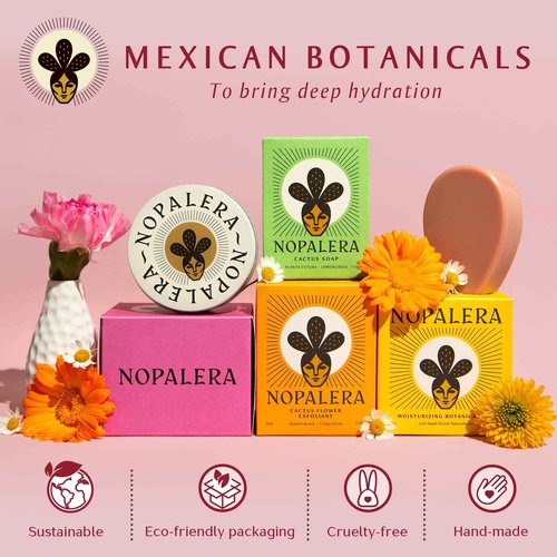 Nopalera Mandarina Cactus Flower Exfoliant - Face & Body Scrub, 3-in-1 Cleanser, & Moisturizer, Vegan, Cruelty-Free, Natural Citrus Scent, Dye Free, 6 oz.