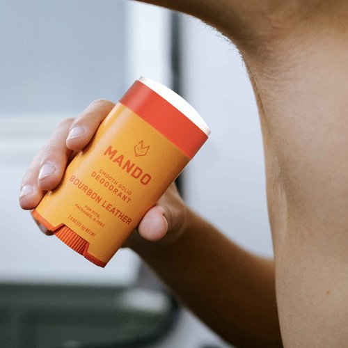 Mando Whole Body Deodorant For Men - Smooth Solid Stick - 72 Hour Odor Control - Aluminum Free, Baking Soda Free, Skin Safe - 2.6 Ounce (Bourbon Leather)