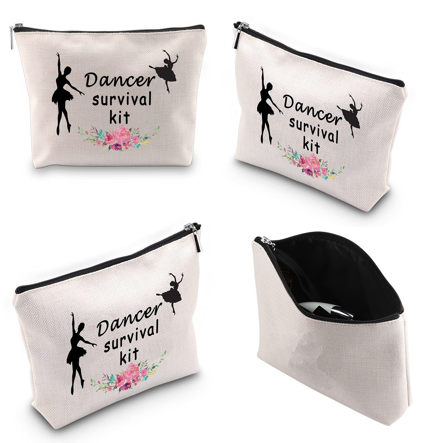 WCGXKO Dancer Survival Kit Dancer Gift Zipper Pouch Makeup Bag for Dance Instructor Dance Recitals and Dance Teams (Dancer Survival)