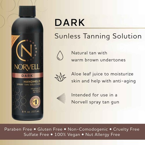 Norvell Premium Spray Tan Solution Dark 8 fl oz – Professional Sunless Tanning Formula for Deep Natural Bronze, Streak Free, Fast Drying, Long Lasting Color