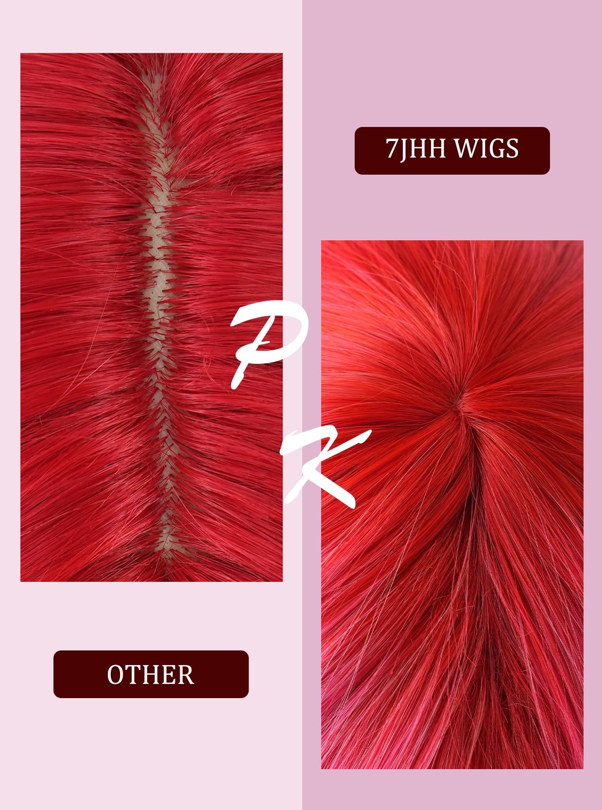 7JHH WIGS Long Wavy Costume Wigs Cosplay Mermaid Light Pink Ombre Wig for Women Halloween Party Used High Temperature Heat Resistant Fiber Natural Hairline Cos Wig…