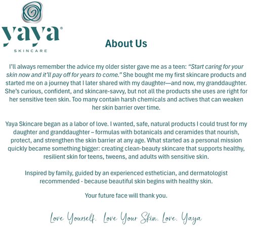 Yaya Glossy Cleansing Foam With Ceramides and Vitamins to Cleanse and Nourish the Skin Barrier-Perfect for Teens, Tweens, & Adults with Sensitive Skin. BONUS! Includes 3 Cotton Exfoliating Face Cloths