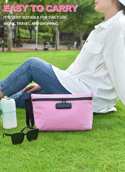 MAICHENG Lockable Storage Bag with 10 Accessories - Multi-Purpose Travel Organizer for Cosmetics, Medical Supplies & Documents, Unique Design, Ideal Gift for Women, Pink