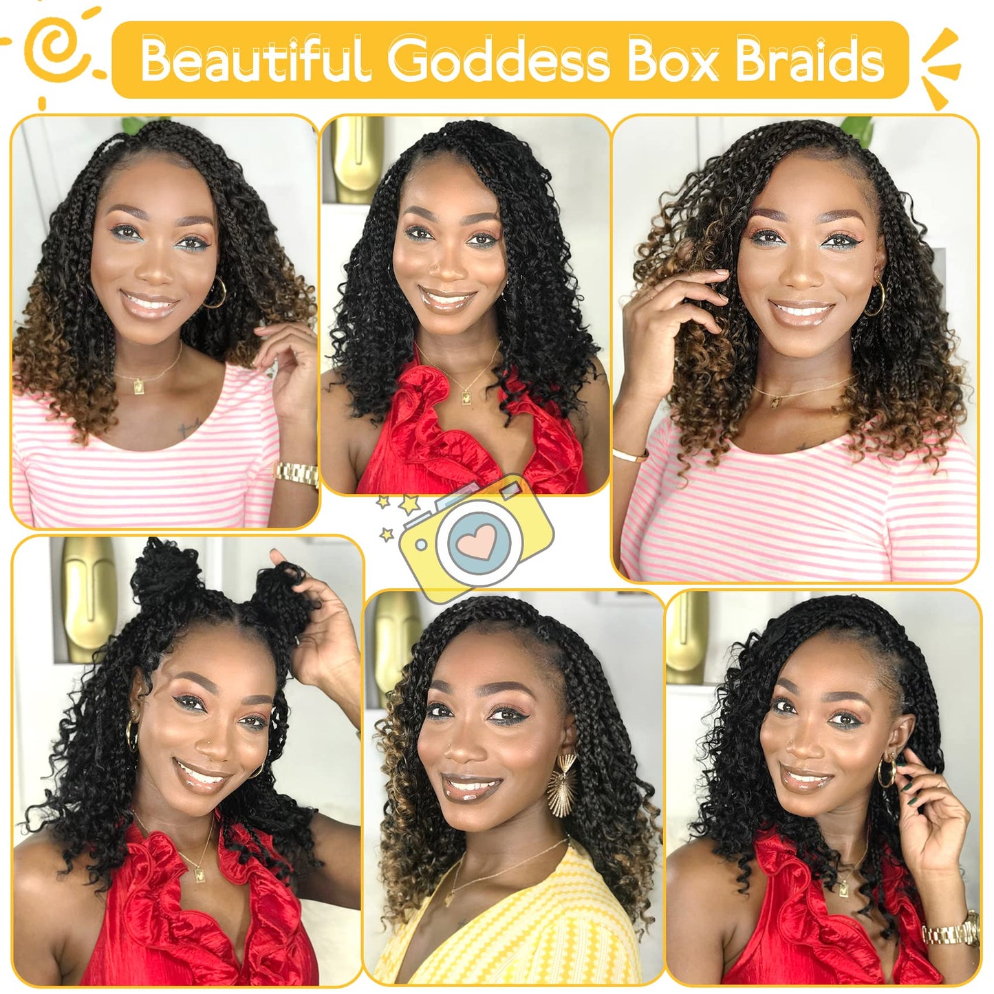 Fulcrum Goddess Box Braids Crochet Hair 12 Inch, 9 Packs Box Braids Crochet Hair for Women, Crochet Braids with Curly Ends (12Inch, T27#)