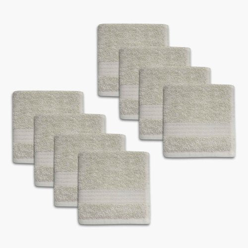 1888 Mills 8 Pack Premium Washcloth Set, True Classics Premium Cotton Blend, Super Soft and Highly Absorbent Washcloths for Bathroom, Hotels, Spa and Gym, Taupe