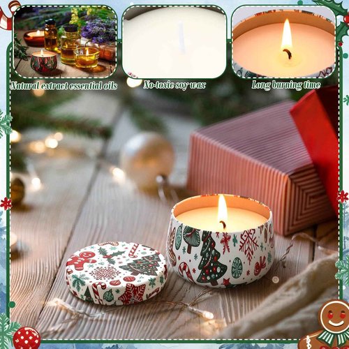 6sets/12pcs Christmas Bulk Gifts for Women 3.5oz Scented Candles & Hand Cream Lotion Set Christmas Stocking Stuffers Xmas Hand Cream Gift Relaxing Spa Set Travel Size Mini Lotion for Xmas Party Favor