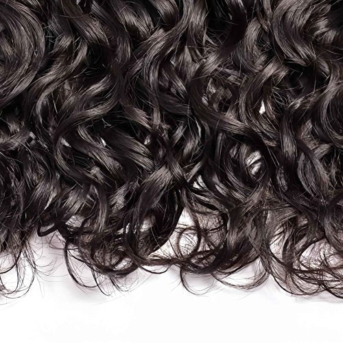 Czrleaty Human Hair Bundles with Closure, Water Wave Bundles with Closure Short Curly Wet and Wavy Bundles Human Hair with Closure (8/8/8/8/8+8)