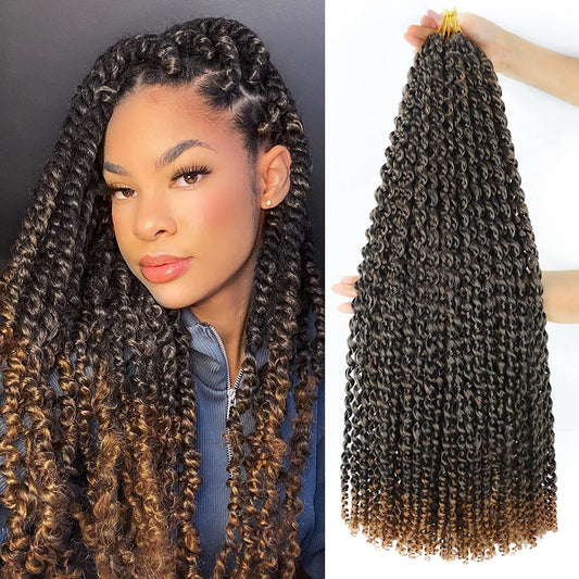 Passion Twist Hair 6 Packs Water Wave Crochet Hair Passion Twist Braiding Hair For Black Women(18 Inch (Pack of 6), T27#)