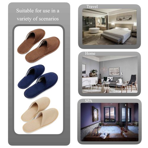 OSTADARRA 6 Pairs Spa Slippers, Non Slip Disposable Slippers For Guest, Washable Reusable, Which Can Be Used As Women Men, House, Indoor, Bathroom, Bedroom, Hotel, Bride Slippers (2 sizes)