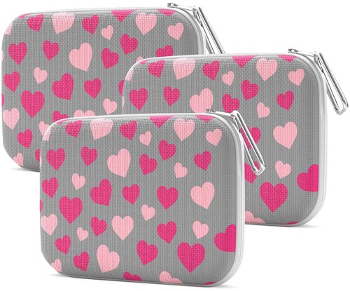 OPTIPAK Slim Multipurpose Purse Pouch | Neoprene Makeup Bag with Zipper Pouch & Carabiner Keychain | Portable Travel Cosmetic Bag, Women’s Travel Makeup Tote (Pack of 3)