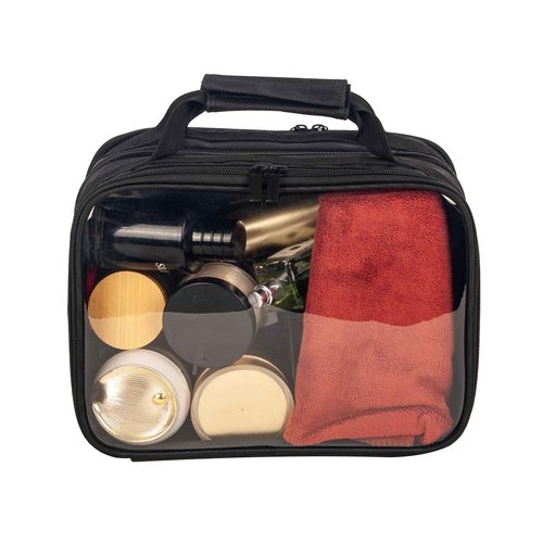 Remobia Hicol 2 in 1 Double Compartments Travel Toiletry Pouch Clear Cosmetic Bag Makeup Kit Organizer Bag with Handle