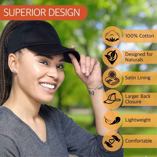 Beautifully Warm Satin Lined Baseball Caps for Women | Ponytail Hat for Curly Natural Hair | Backless Cap | Curl Hair Cap Denim