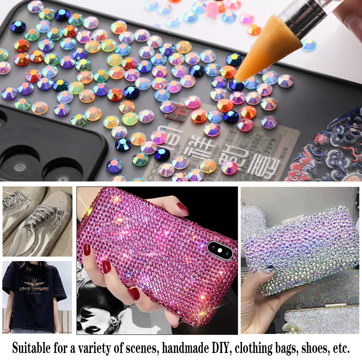 RODAKY Resin Rhinestones Kits 2/3/4/5mm Flatback Jelly Rhinestones Bulk Bedazzling Crystal Gems Beads Stone for Manicure DIY Crafts Mugs Bottles Tumblers Clothes Face Makeup (Champagne Gold)