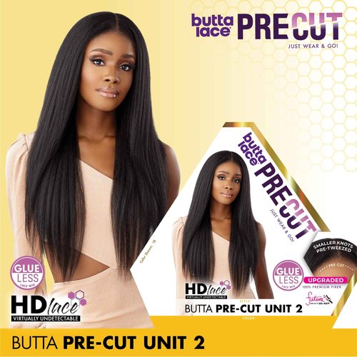 Sensationnel Butta Lace Precut Wigs - Unit 2 Glueless Extra Wide 5 Inch Deep Parting Synthetic Pre Tweezed Smaller Knot Hairline (2 DARKBROWN)