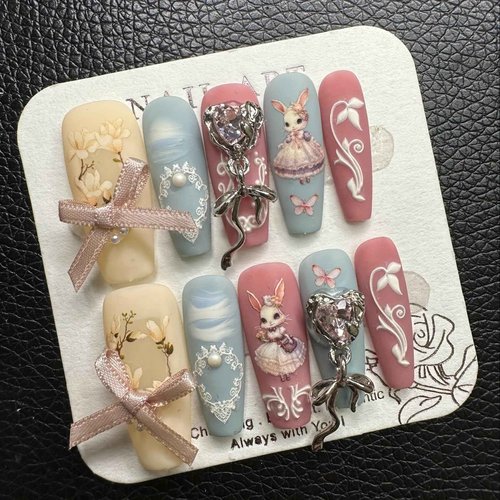 Press on nails,JC Handcrafted Press On Nails Kit, Short Length Nail Press Ons, Durable, Easy Application, Stylish Impress Press On Nails,Perfect for Daily Wear & Special Occasions (M19, M)