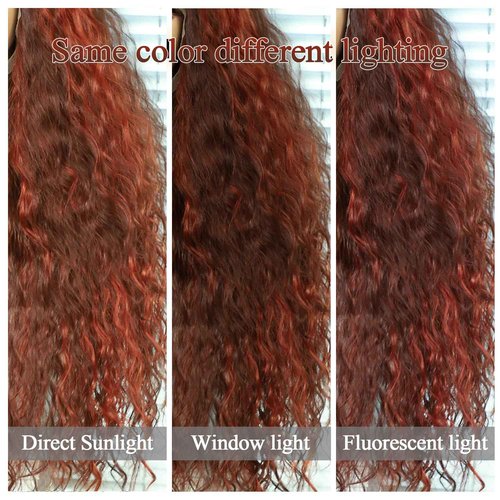 SAPPHIREWIGS Orange Curly Lace Front Wigs Glueless Deep Wave Highlight Orange with Brown Lace Front Wigs Synthetic Pre-plucked Heat Resistant Daily Halloween Wig 26inch