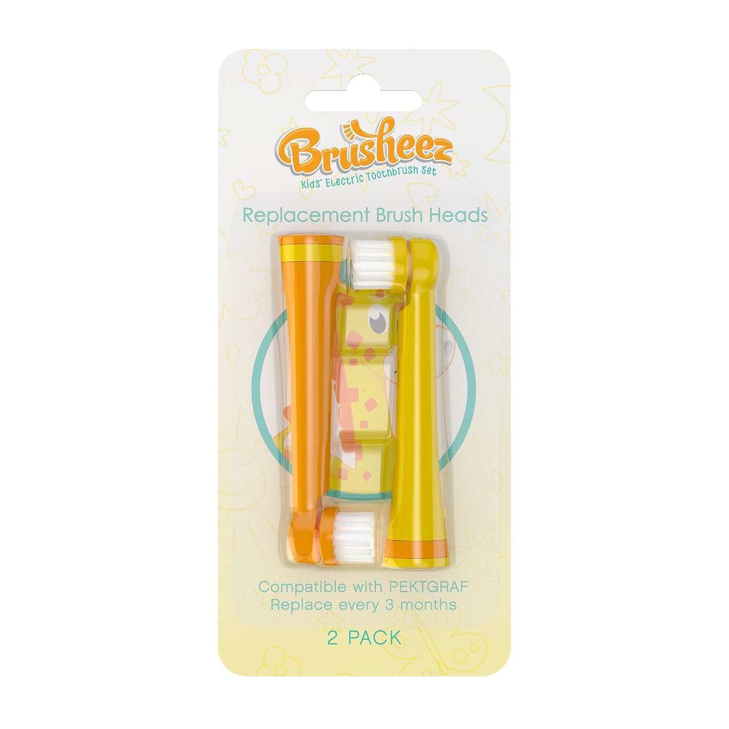 Brusheez Electronic Toothbrush Replacement Brush Heads 2 Pack (Jovie The Giraffe)