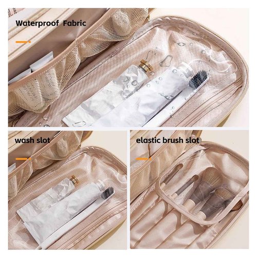 YDR Cosmetic Bag Large Capacity,Travel Makeup Bag with Divider Portable Toiletry Bag Make Up Punch Storage Women