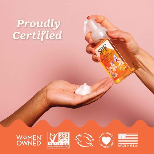 SoF Hydrating Foaming Hand Wash - With Organic Agave Nectar & Coconut Oil- Vegan & Non GMO- Free From Phthalates, Sulfates & Parabens- Orange Blossom & Honey - 8 oz Bottle 3 Pack