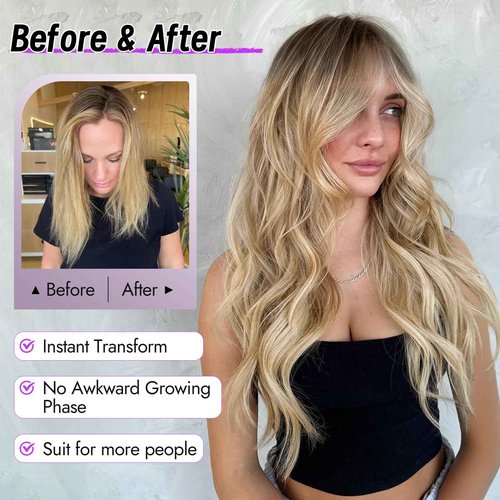 Eawwii Ombre Blonde Wig for Women Long Wavy 4x1 Lace Natural Hairline Glueless for Beginners Middle Part Synthetic for Daily Party Use 26Inch