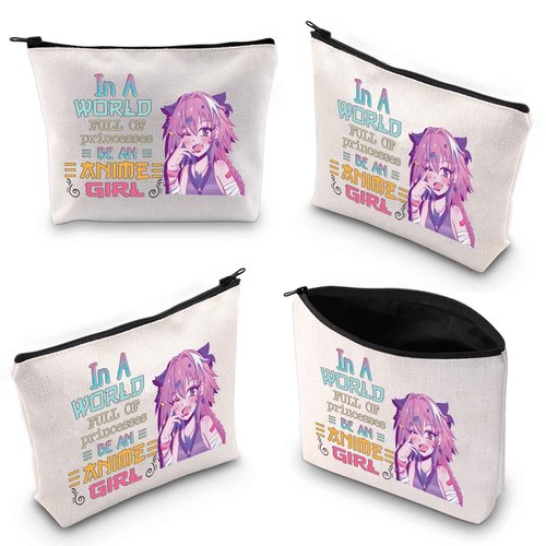 WZMPA Cosmetic Makeup Bag - Anime Lover Gift,Zipper Pouch Bag For Teenagers and Fans, In A World Full Of Princesses, Be An Anime Girl