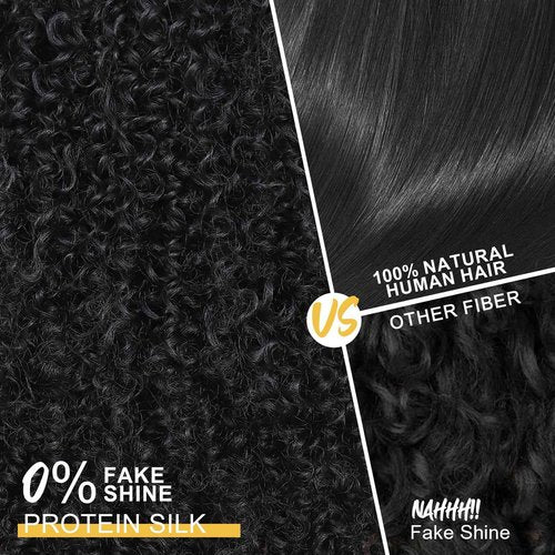 Urbeauty Short Kinky Curly Headband Wigs for Black Women Human Hair Soft Feeling Protein Silk Synthetic Hair Soft Lightweight Glueless Quick Install, Beginner Friendly Daily & Flip Over Wig