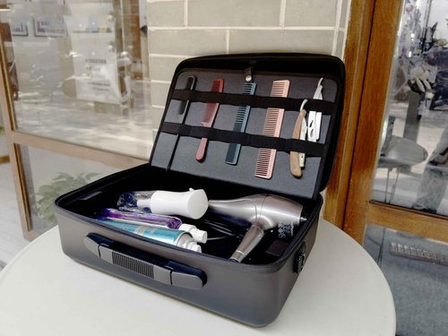 NNITEK professional leather barber case black Makeup Stylist Train clipper case Hair Salon barber box．