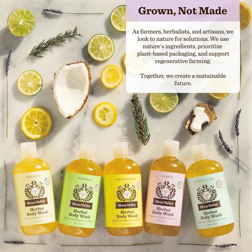 Herbal Body Wash, Lavender by Moon Valley, All Natural Ingredients, No Parabens, Vegan, Moisturizing Essential Oils, Two Pack