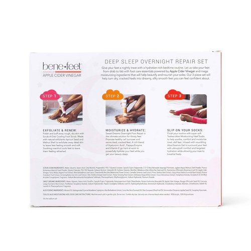 Benefeet Deep Sleep Overnight Foot Repair Gift Set - Luxurious Foot Care for Dry, Cracked Heels - Perfect Self-Care Gift for Any Occasion (3-Piece Set)