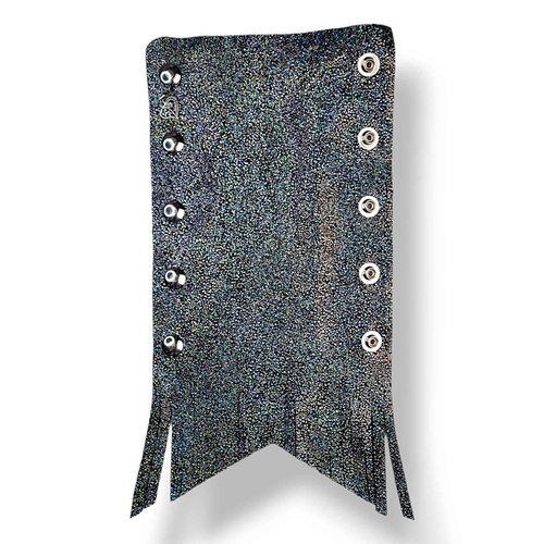 Silver Sparkle motorcycle Leather Hair Wrap 8" Inch - Ponytail protector & Long Hair Protector for Biker Helmet | Bling Motorcycle Accessories for Women with Fringe | Made in USA | Hair Accessory
