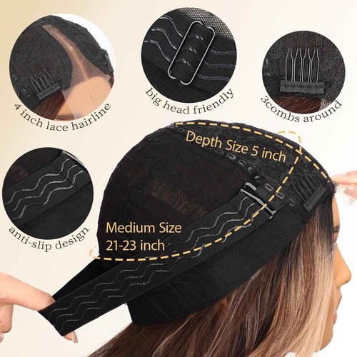 AISI HAIR Blonde Wig for Women, Long Wavy Lace Hairline Blond Synthetic Middle Part Ombre Blonde Wigs for Daily Party-26 Inch