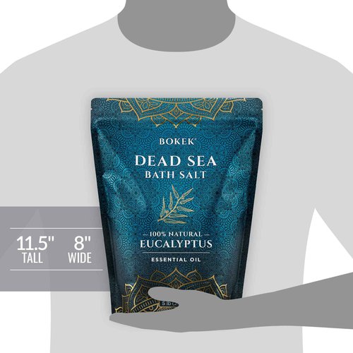 Bokek Dead Sea Bath Salt Scented with Certified Organic Essential Oil, Zipper Bag, Colorless, Eucalyptus, 80 Oz